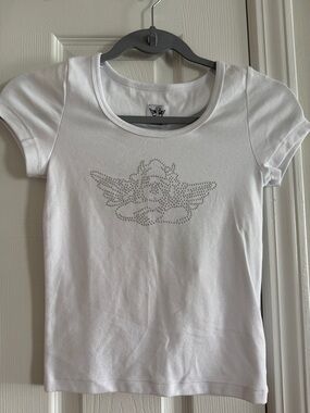 White Rhinestone Angel Tee - Boys Lie Brand